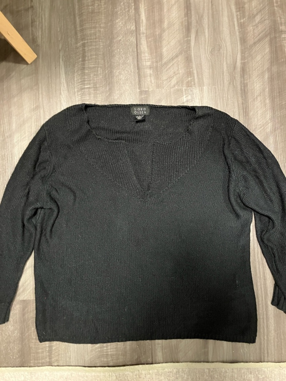 Sigrid Olsen Silk Top Sweater Large 3/4 sleeve